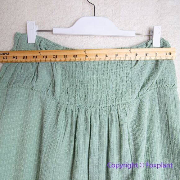 Free People - Light Green - Full Length Maxi Linen Skirt - Elastic Waist - - Picture 9 of 13